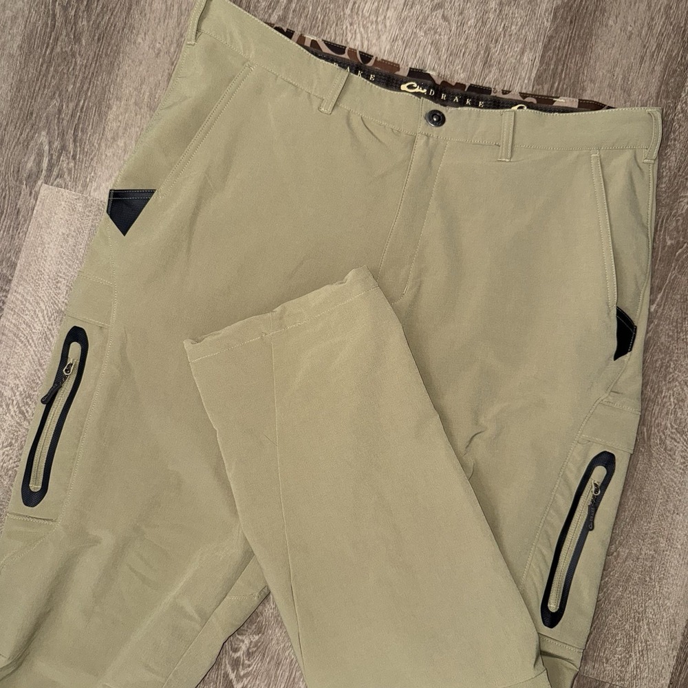 Drake Waterfowl Tech Stretch Cargo Pants Men's 38x33 Khaki Beige Performance